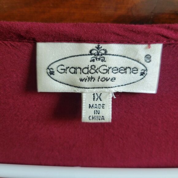 Grand & Green w/Love woman's boho embroidered top XL Rayon Floral Cottage - Picture 3 of 9